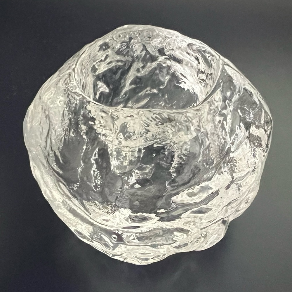 Kosta Boda Full Lead Crystal Glowing Snowball Votive Candle Holder